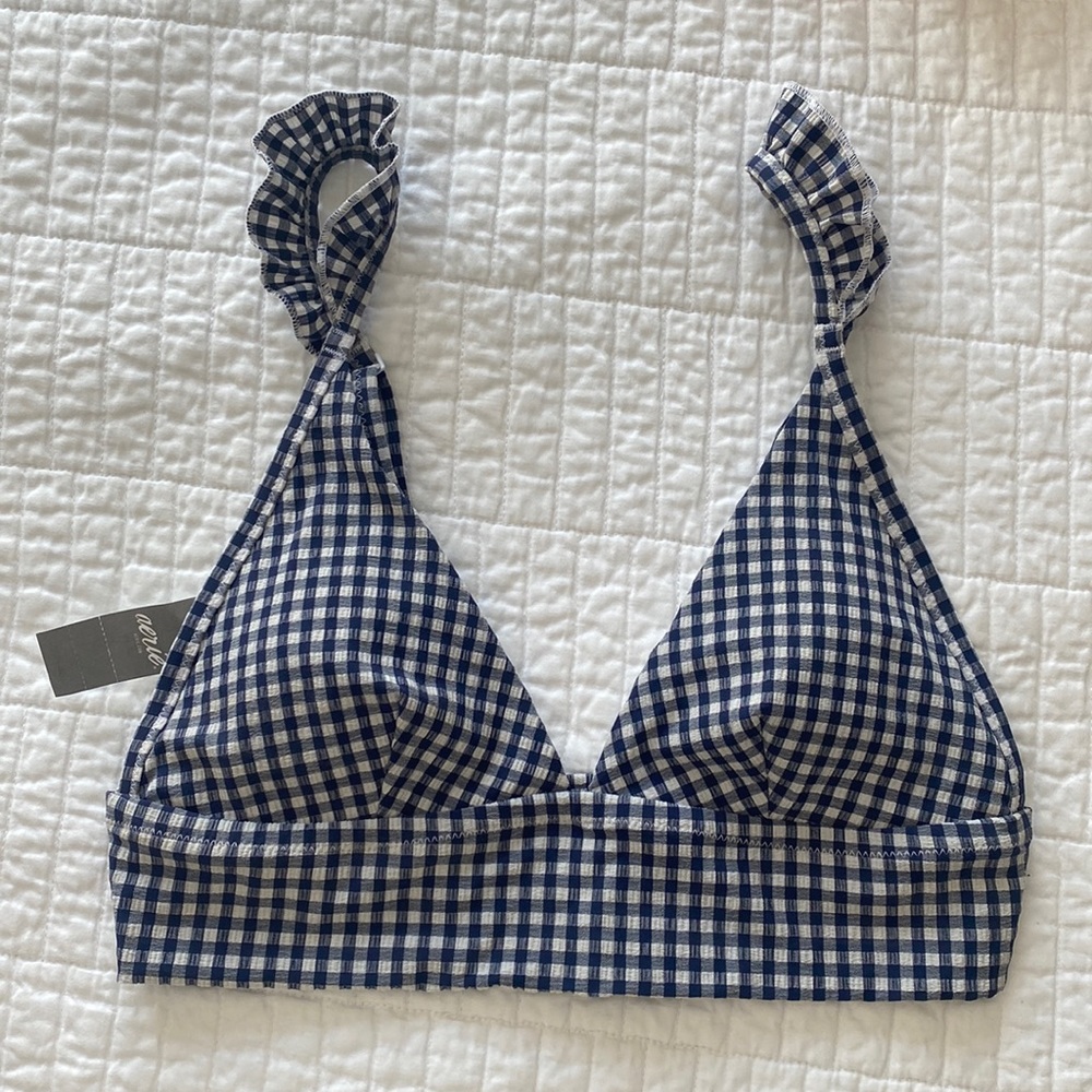 Aerie triangle gingham swim top